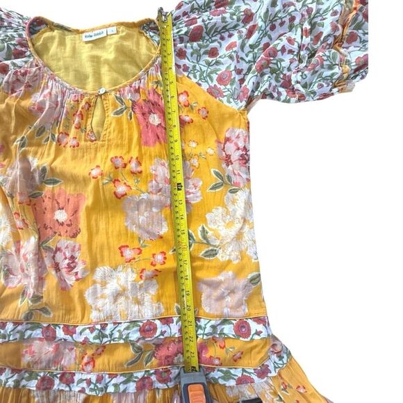 Roller Rabbit Mini Dress Shift Puff Sleeve Floral BOHO Hippie Cottagecore Small - Picture 16 of 16